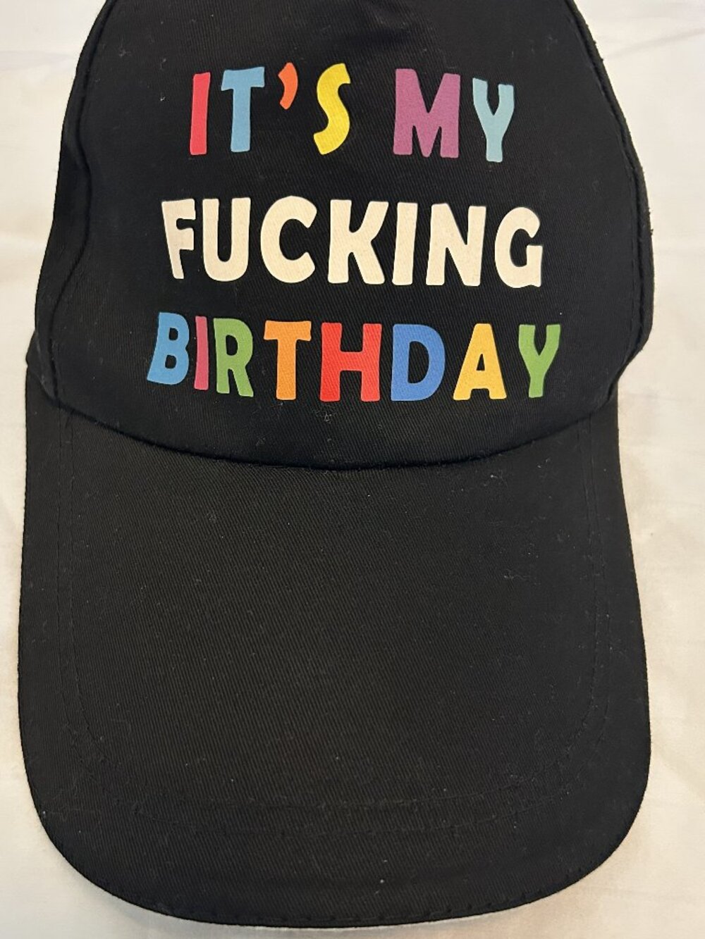 🎂 "IT'S MY F***ING BIRTHDAY" Black Baseball Cap – Worn Once! 🥳